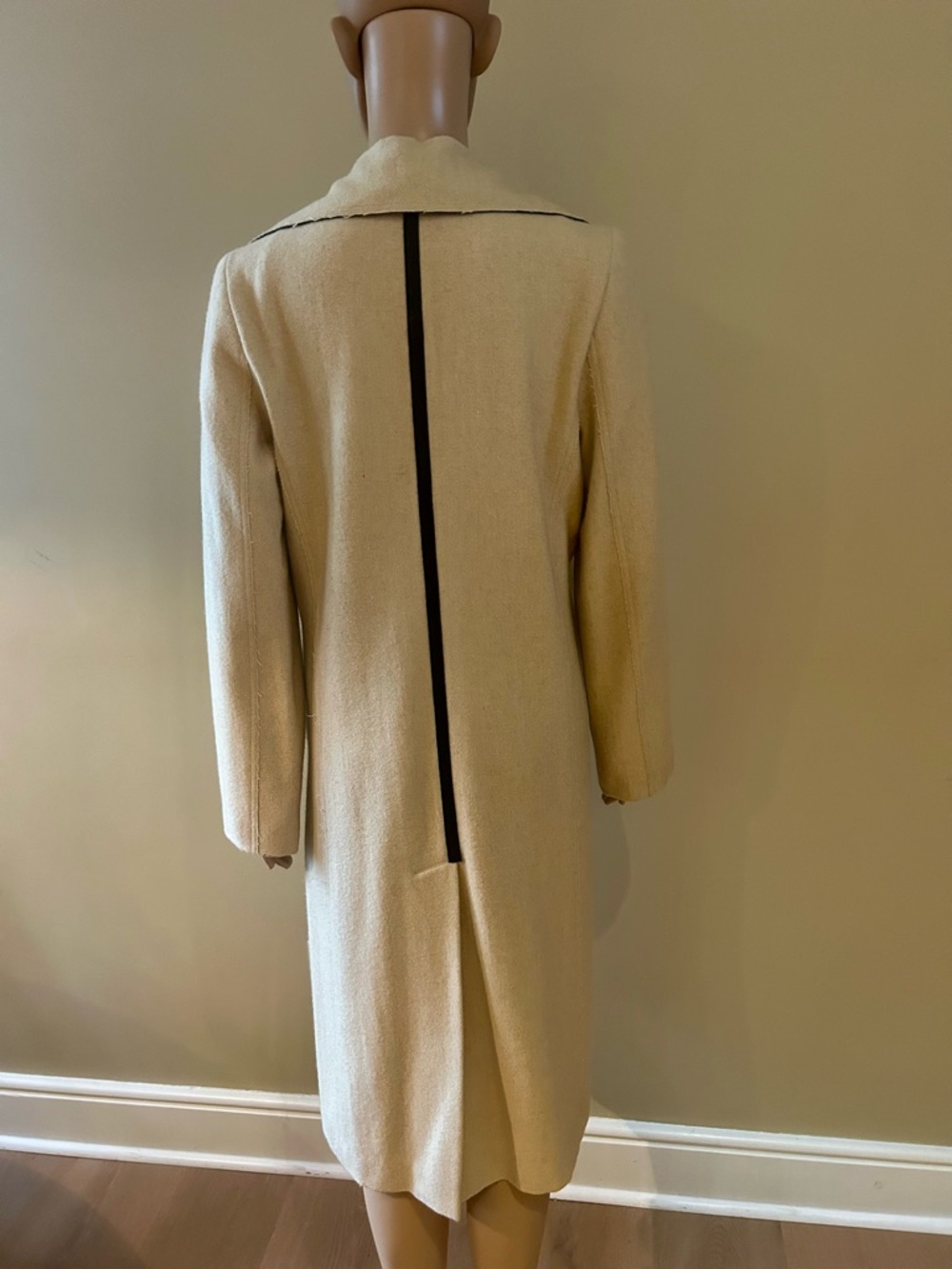 Cream Lightweight Spring/Fall Wool Coat - Picture 2 of 8